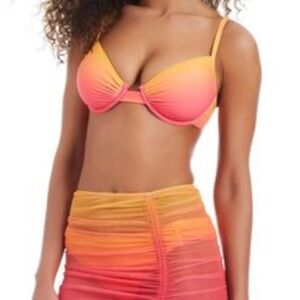 Vibrant Orange & Pink Ombré Bikini Top
